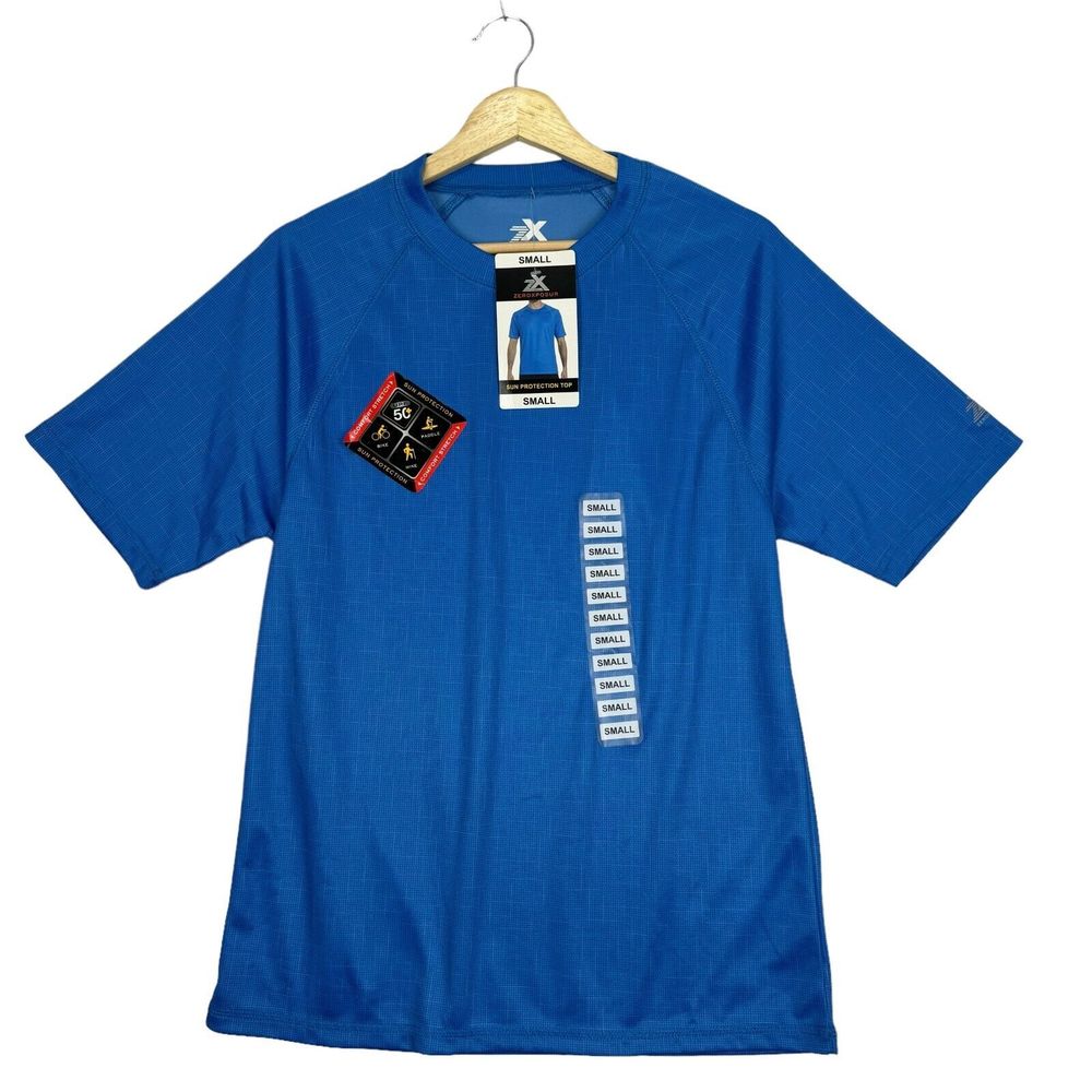 ZeroXposur UPF 50 Sun Protection T Shirt Small Blue Active Stretch Short Sleeve